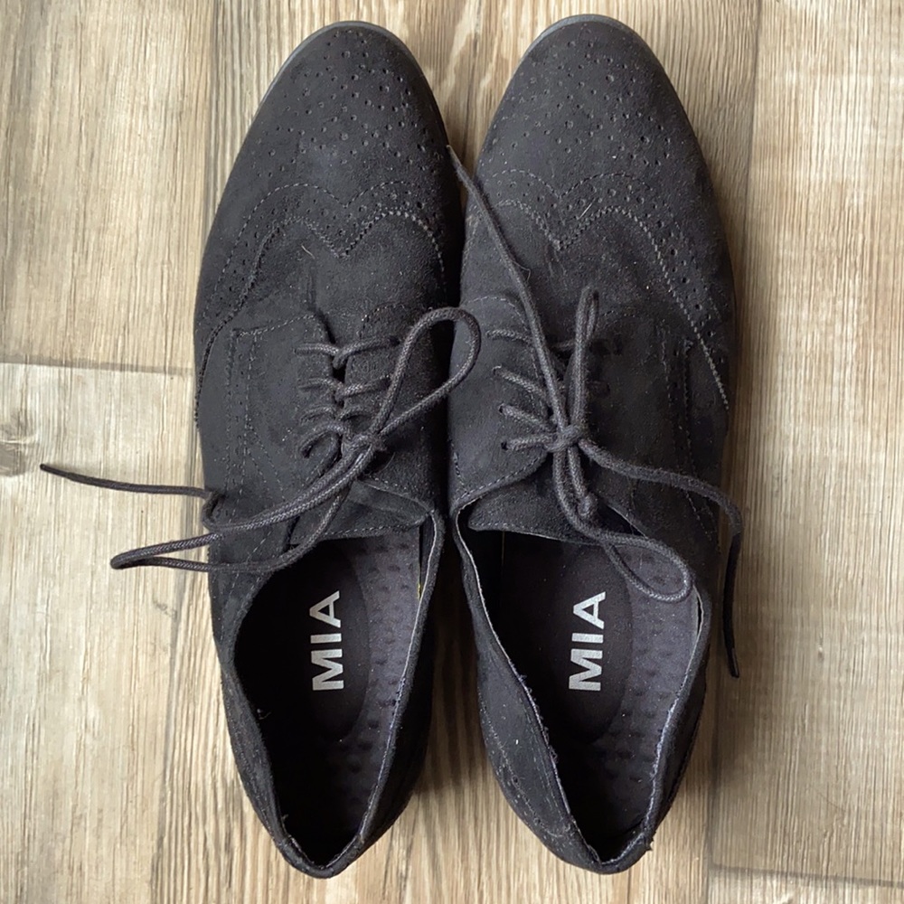 Faux suede oxfords